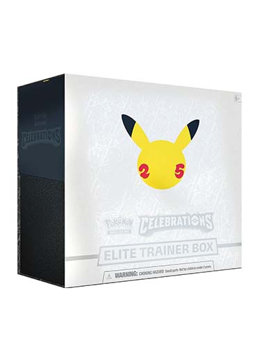 Pokémon Celebrations Elite Trainer Box with Pikachu logo on a white background